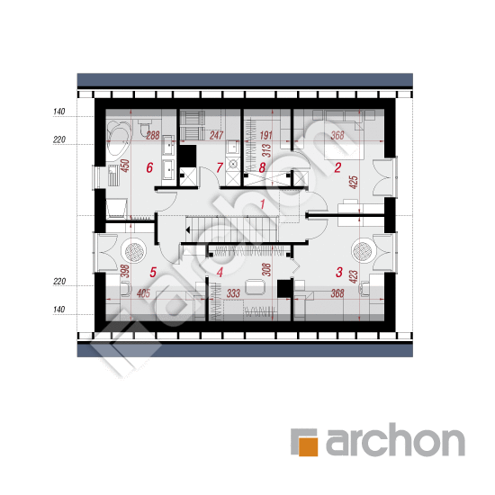 Проект будинку ARCHON+ Будинок в аурорах 14 План мансандри