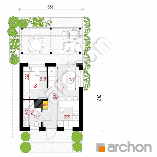 Проект дома ARCHON+ Летний домик в крокусах 2 План першого поверху