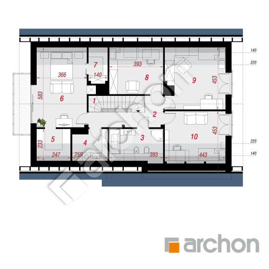 Проект будинку ARCHON+ Будинок в вільцях вер.2 План мансандри