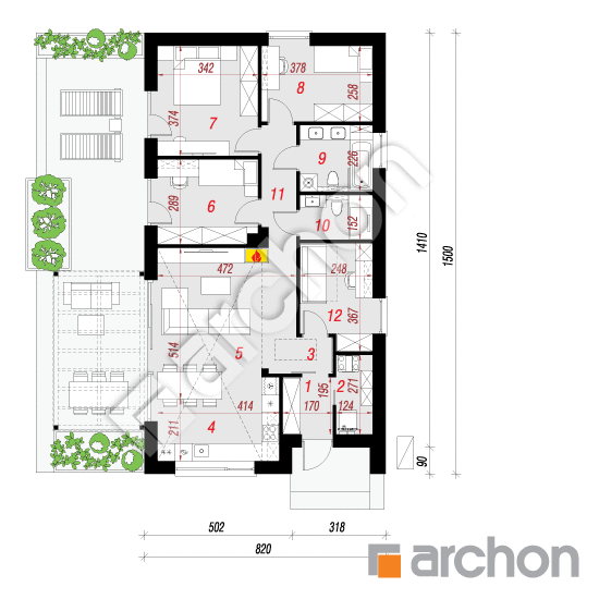 Проект дома ARCHON+ Дом в оливниках 2 (Э) ВИЭ План першого поверху
