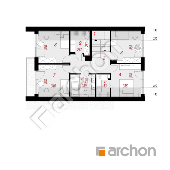 Проект будинку ARCHON+ Будинок в шишковиках 8 (E) ВДЕ План мансандри