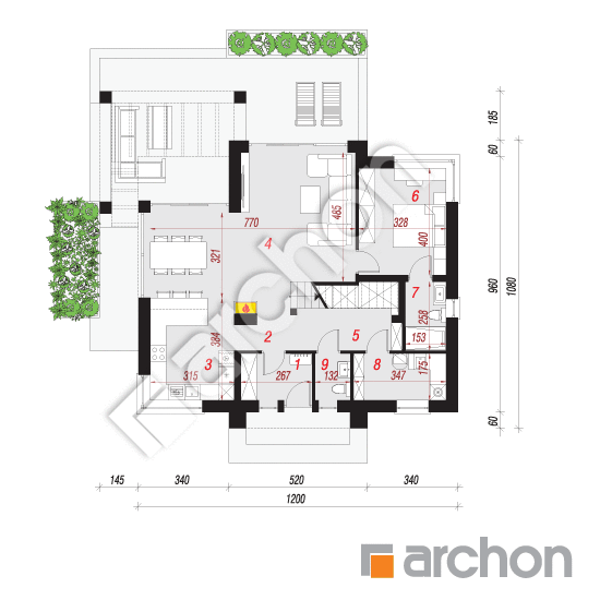 Проект дома ARCHON+ Дом в теллимах  План першого поверху