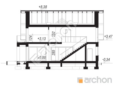 Проєкт будинку ARCHON+ Будинок у телімах  Розріз будинку