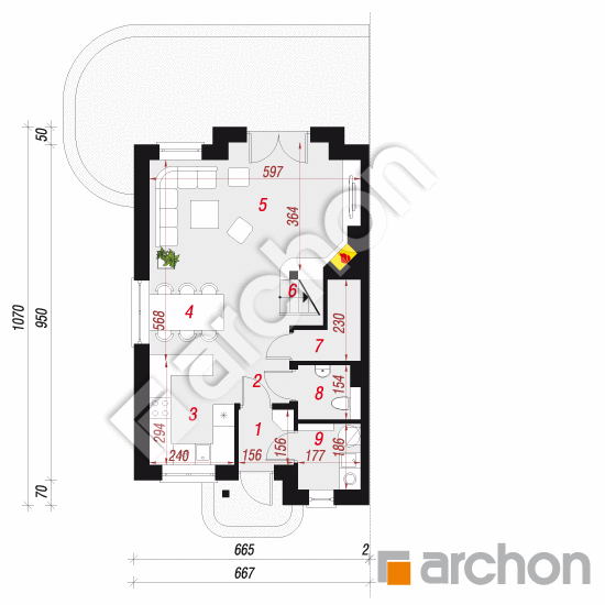 Проект будинку ARCHON+ Будинок в цикламенах 2 (А) План першого поверху