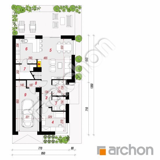 Проект будинку ARCHON+ Будинок в ліголях План першого поверху