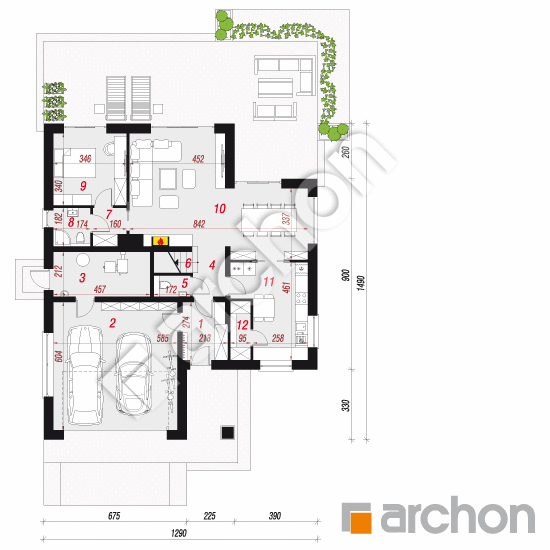 Проект будинку ARCHON+ Будинок в тавулах (Г2) План першого поверху