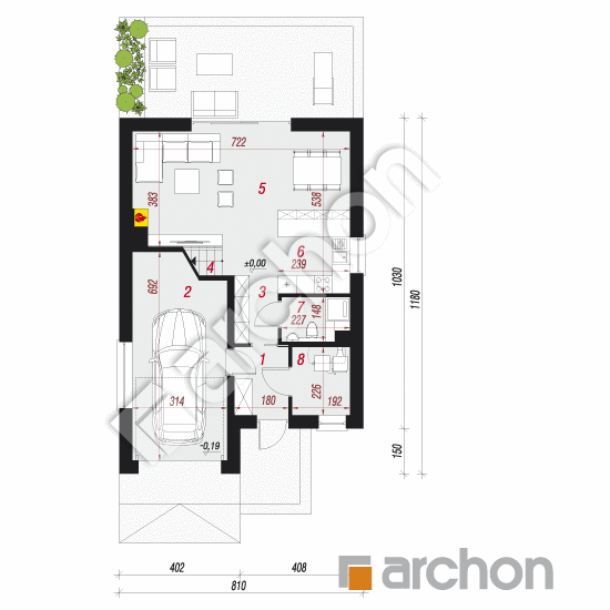 Проект дома ARCHON+ Дом в клематисах 21 План першого поверху