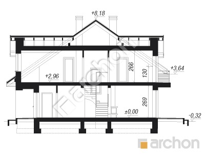 Проєкт будинку ARCHON+ Будинок в кульбабах (Н) вер.3 Розріз будинку