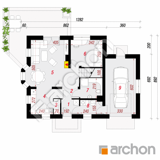 Проект дома ARCHON+ Дом в рододендронах 2 вер.2 План першого поверху