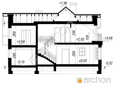 Проект дома ARCHON+ Дом в рододендронах 2 вер.2 Розріз будинку