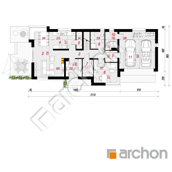 Проект дома ARCHON+ Дом в карри 2 План першого поверху
