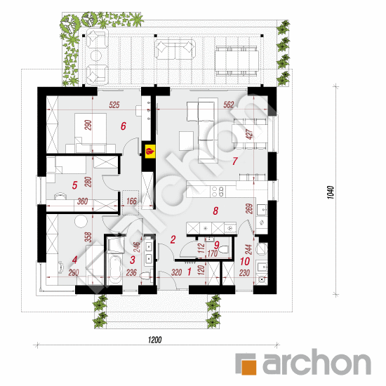 Проект дома ARCHON+ Дом в дерни 2 План першого поверху