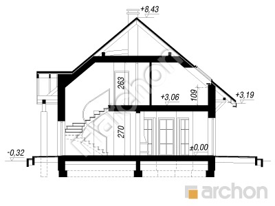 Проект дома ARCHON+ Дом в ландышах вер.2 Розріз будинку