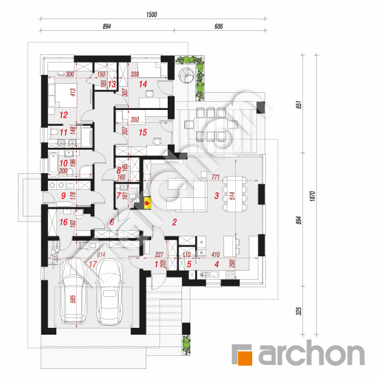 Проект будинку ARCHON+ Будинок у відличках 4 (Г2) План першого поверху