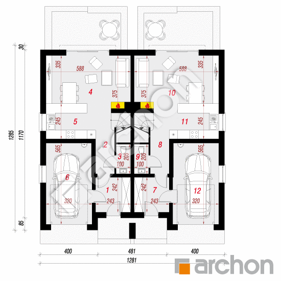 Проект дома ARCHON+ Дом под гинко 7 (ГР2Н) План першого поверху