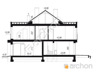 Проект дома ARCHON+ Дом под гинко 7 (ГР2Н) Розріз будинку