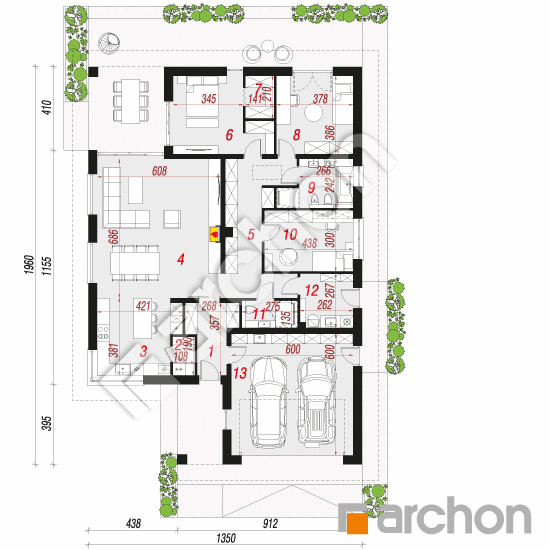 Проект дома ARCHON+ Дом в ренклодах 27 (Г2) План першого поверху