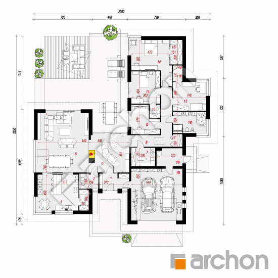 Проект дома ARCHON+ Дом в кливиях (Г2А) План першого поверху