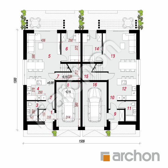 Проект дома ARCHON+ Дом в катанахнах (ГР2) План першого поверху