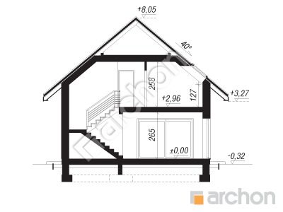 Проект дома ARCHON+ Дом в малиновках 21 (Е) ВИЭ Розріз будинку