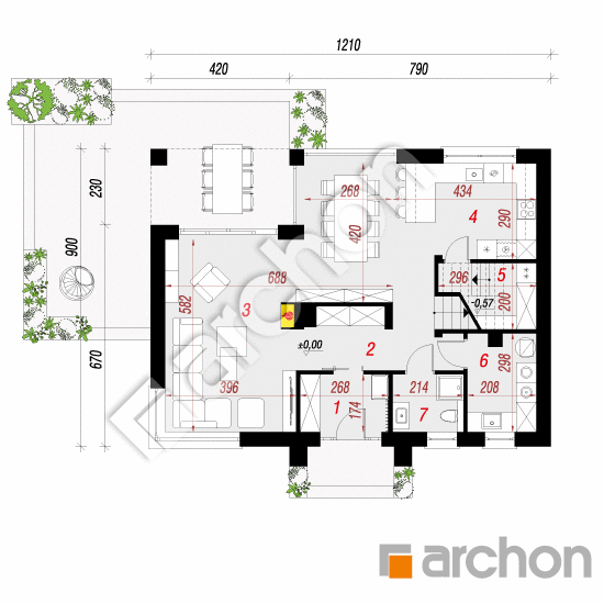 Проект будинку ARCHON+ Будинок в традесканціях 2 План першого поверху
