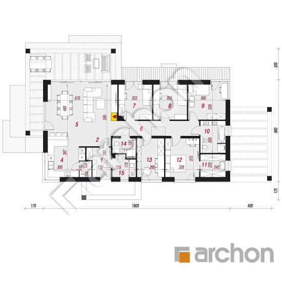 Проект дома ARCHON+ Дом в мекинтошах 11 План першого поверху