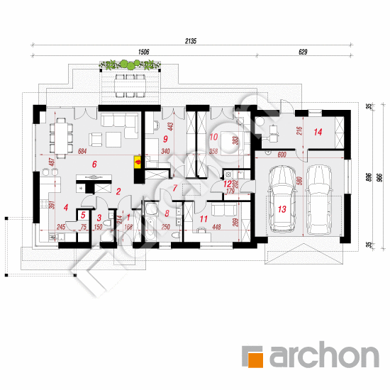 Проект дома ARCHON+ Дом в мекинтошах 4 (Г2) План першого поверху