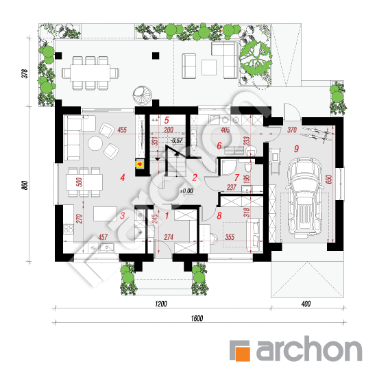 Проект будинку ARCHON+ Будинок в люцерні 11 (Г) План першого поверху
