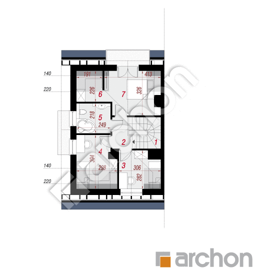 Проект дома ARCHON+ Дом в цикламенах 4 (ПБА) вер. 2 План мансандри