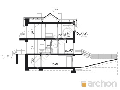 Проєкт будинку ARCHON+ Будинок в цикламенах 4 (ПБА) вер. 2 Розріз будинку