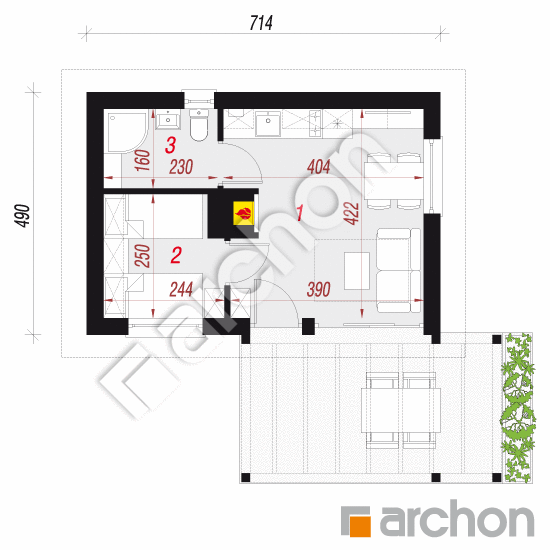 Проект дома ARCHON+ Летний домик в крокусах 3 План першого поверху