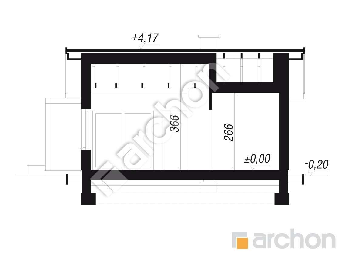 Проект дома ARCHON+ Летний домик в крокусах 3 Розріз будинку
