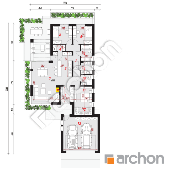 Проект дома ARCHON+ Дом в галантусах 2 (Г2) План першого поверху