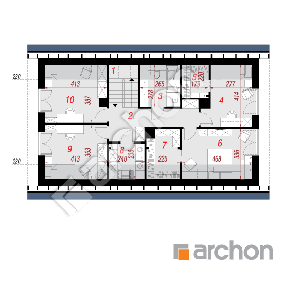 Проект будинку ARCHON+ Будинок у вістерії 9 (Г) План мансандри