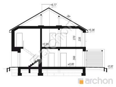 Проект дома ARCHON+ Дом в фиалках 4 (Р2Б) вер.2 Розріз будинку