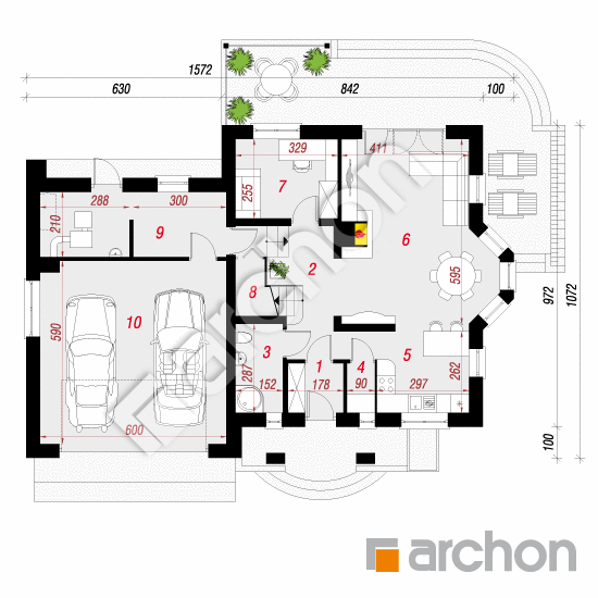 Проект будинку ARCHON+ Будинок в тамариску 4 (Г2) вер.2 План першого поверху