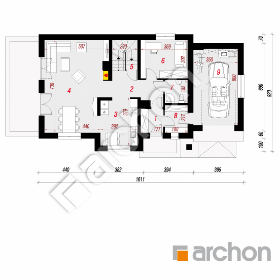 Проект дома ARCHON+ Дом в горошке 5 План першого поверху