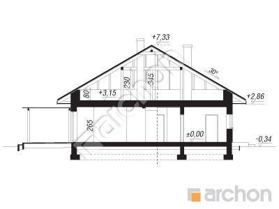 Проєкт будинку ARCHON+ Будинок в бузку 9 (Г) Розріз будинку