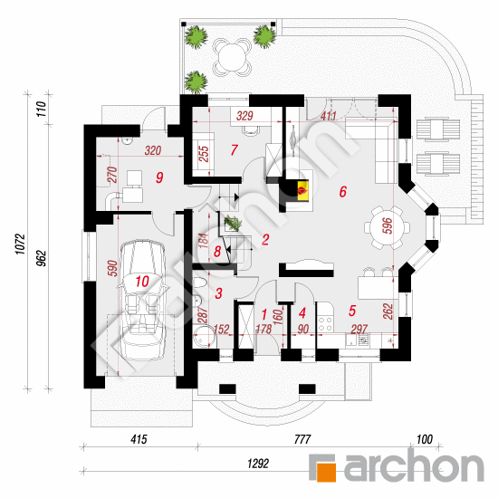 Проект будинку ARCHON+ Будинок в тамариску 4 вер.2 План першого поверху