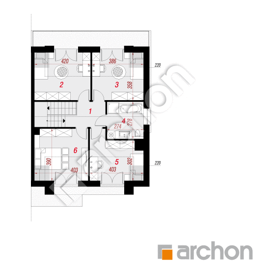 Проект дома ARCHON+ Дом в клематисах 30 (Б) План мансандри