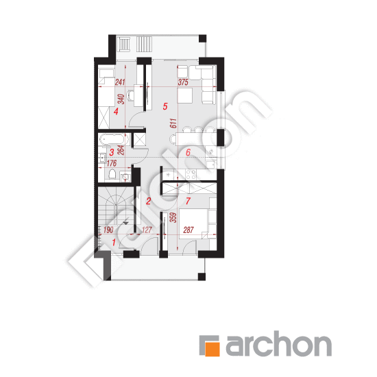 Проект дома ARCHON+ Дом в фиалках 12 (Р2Б) План мансандри