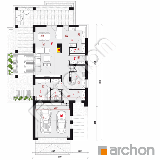 Проект будинку ARCHON+ Будинок в сантині 3 (Г2) План першого поверху