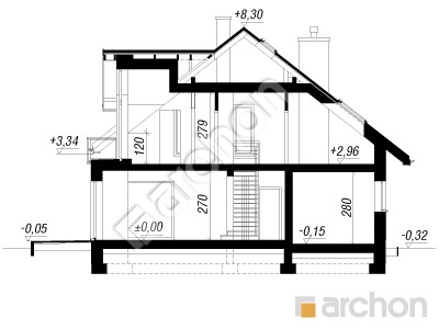 Проект дома ARCHON+ Дом в тимьяне 8 Розріз будинку