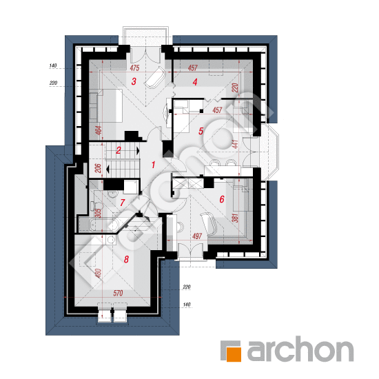 Проект будинку ARCHON+ Будинок в кокосах вер. 2 План мансандри
