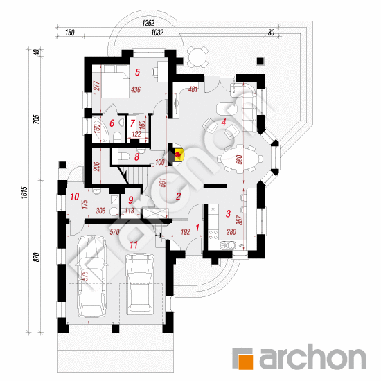 Проект будинку ARCHON+ Будинок в кокосах вер. 2 План першого поверху