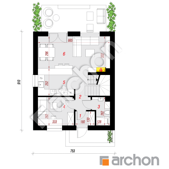 Проект дома ARCHON+ Дом в аркадиях 4 План першого поверху