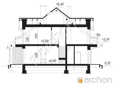 Проєкт будинку ARCHON+ Будинок в цикламенах 3 (Р2) вер. 2 Розріз будинку