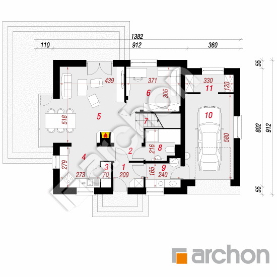 Проект будинку ARCHON+ Будинок в рододендронах 6 (Н) вер.2 План першого поверху