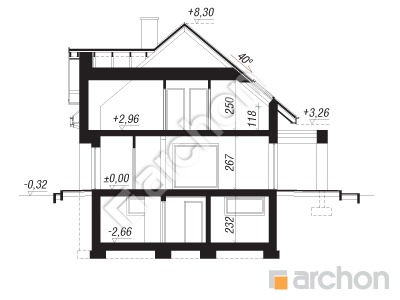 Проект дома ARCHON+ Дом в коммифорах 2 (П) Розріз будинку