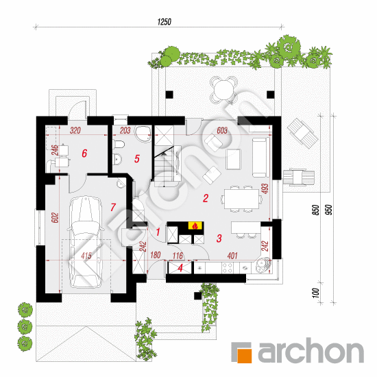 Проект дома ARCHON+ Дом в яблонках 6 План першого поверху